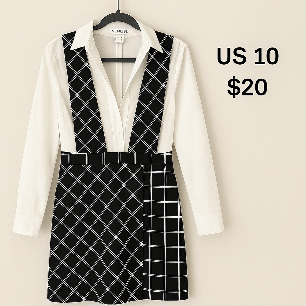Black and White Plaid Dress